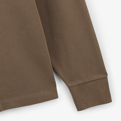 Polo Manches Longues En Coton Piqué Avec Zip Marron Shitake Lindsay Homme SERGE BLANCO