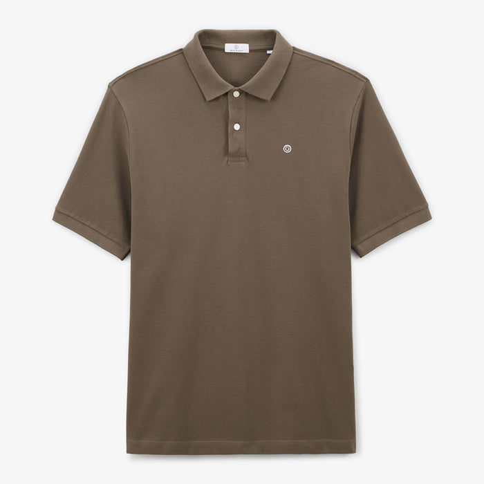 Polo piqué manches courtes en coton Lucas marron shitake homme SERGE BLANCO
