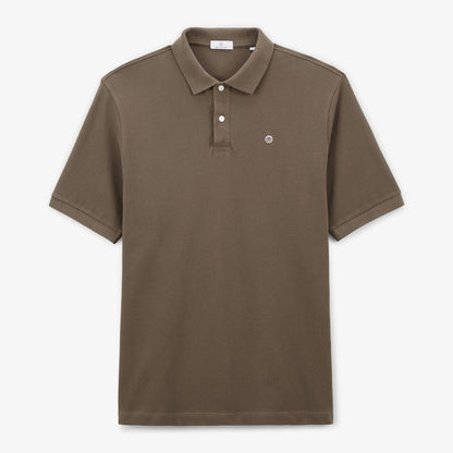 Polo piqué manches courtes en coton Lucas marron shitake homme SERGE BLANCO