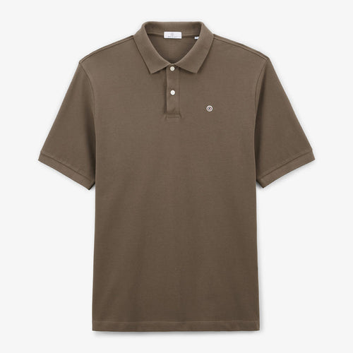 Polo piqué manches courtes en coton Lucas marron shitake homme SERGE BLANCO