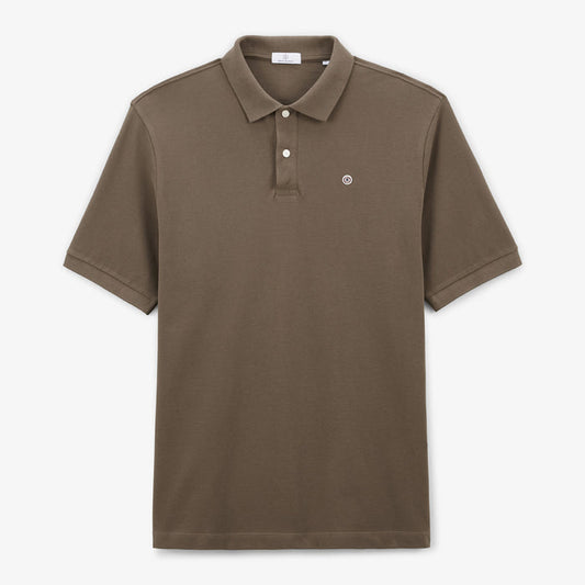 Polo piqué manches courtes en coton Lucas marron shitake homme SERGE BLANCO