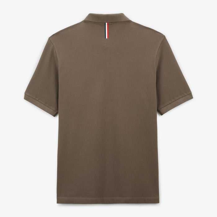 Polo piqué manches courtes en coton Lucas marron shitake homme SERGE BLANCO
