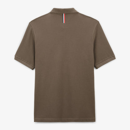 Polo piqué manches courtes en coton Lucas marron shitake homme SERGE BLANCO