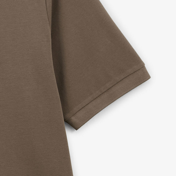 Polo piqué manches courtes en coton Lucas marron shitake homme SERGE BLANCO