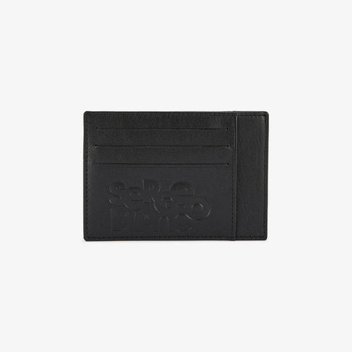 Porte-carte noir en cuir avec logo embosse homme SERGE BLANCO