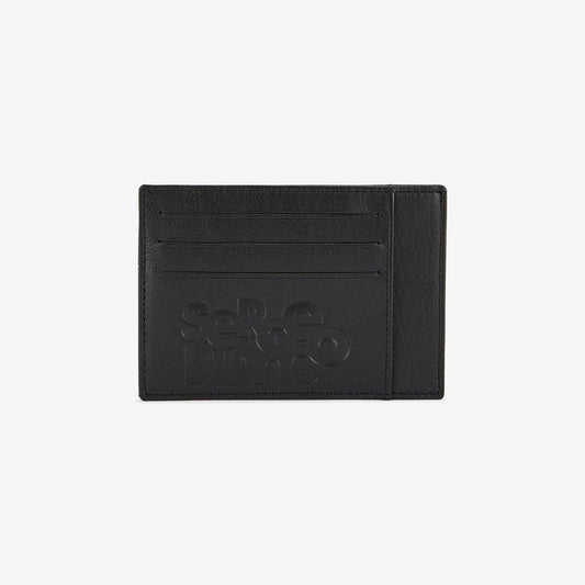 Porte-carte noir en cuir avec logo embosse homme SERGE BLANCO