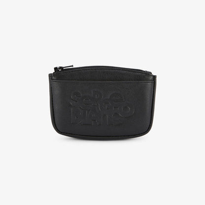 Porte-monnaie a zip en cuir avec logo embosse homme SERGE BLANCO