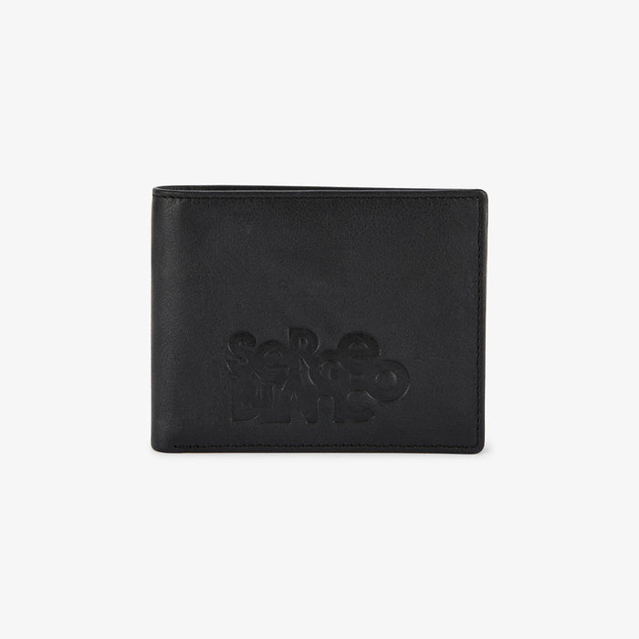 Portefeuille a rabat en cuir avec logo embosse noir homme SERGE BLANCO