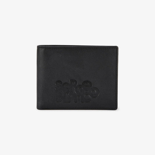 Portefeuille a rabat en cuir avec logo embosse noir homme SERGE BLANCO