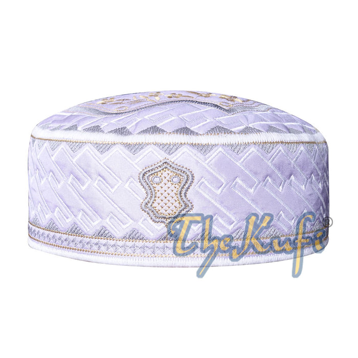 Prophet Muhammad Sandal Design Kufi Textured White Gray and Golden Ivory Embroidery