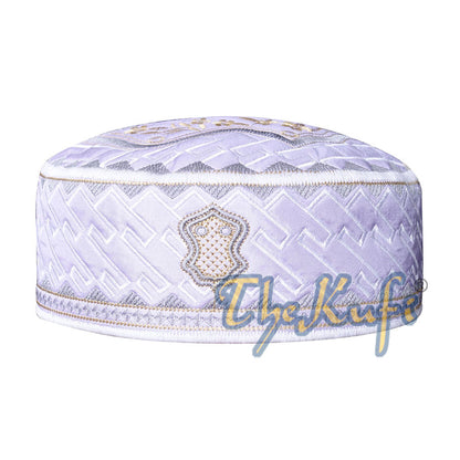 Prophet Muhammad Sandal Design Kufi Textured White Gray and Golden Ivory Embroidery