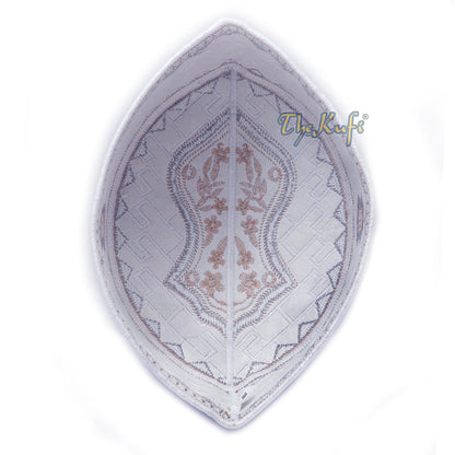 Prophet Muhammad Sandal Design Kufi Textured White Gray and Golden Ivory Embroidery