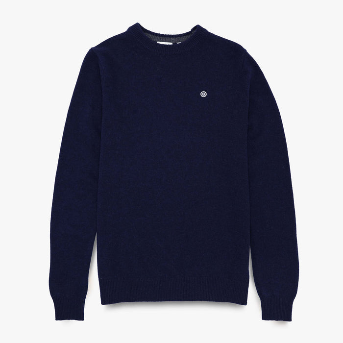 Pull à col rond bleu foncé en laine