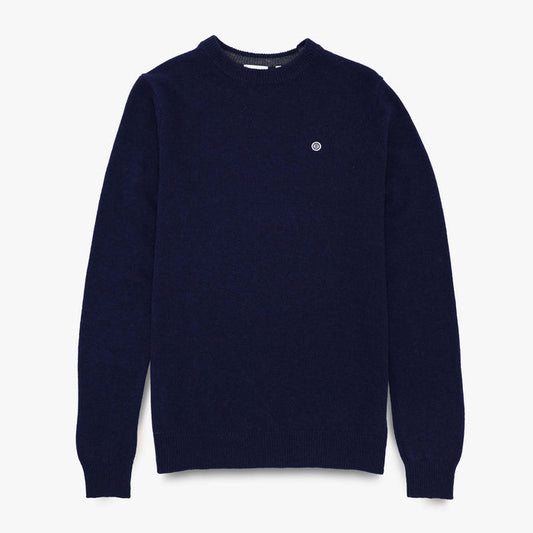 Pull à col rond bleu foncé en laine