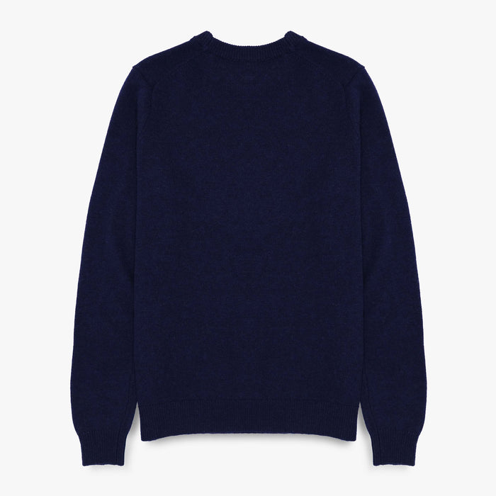 Pull à col rond bleu foncé en laine