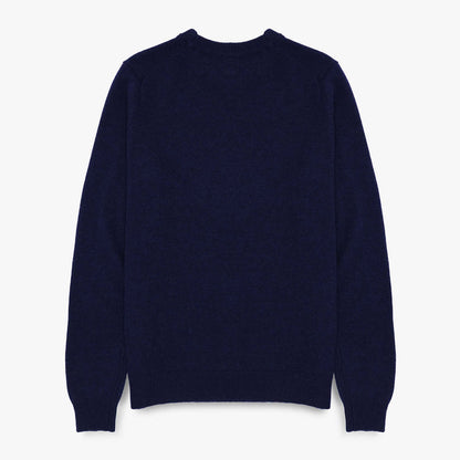 Pull à col rond bleu foncé en laine
