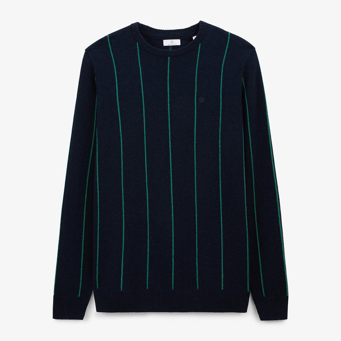 Pull à Rayures En Coton Et Laine Bleu Dark Navy Milo Homme SERGE BLANCO