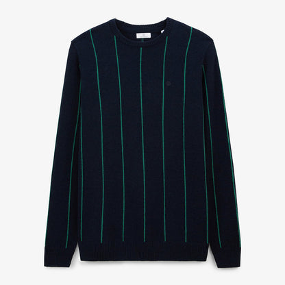 Pull à Rayures En Coton Et Laine Bleu Dark Navy Milo Homme SERGE BLANCO
