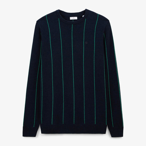Pull à Rayures En Coton Et Laine Bleu Dark Navy Milo Homme SERGE BLANCO