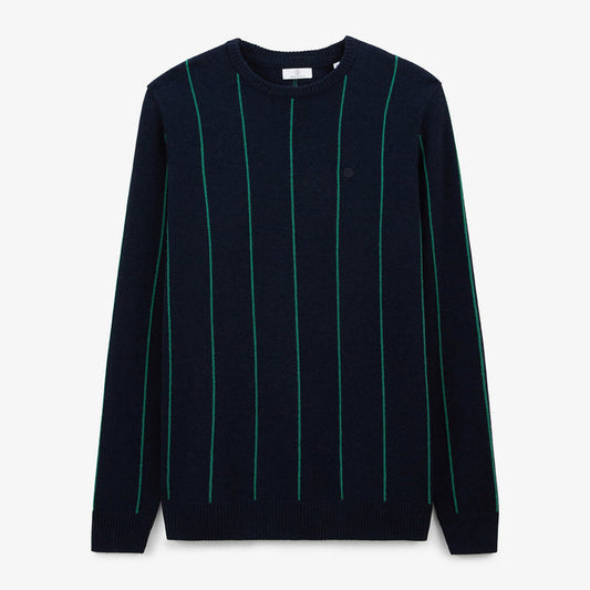 Pull à Rayures En Coton Et Laine Bleu Dark Navy Milo Homme SERGE BLANCO