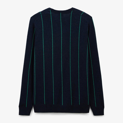 Pull à Rayures En Coton Et Laine Bleu Dark Navy Milo Homme SERGE BLANCO