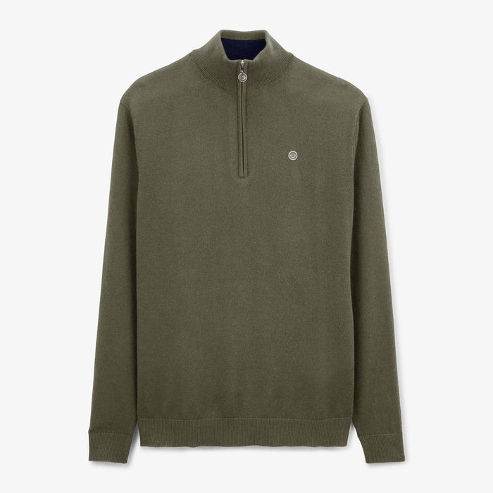 Pull avec col camionneur vert kaki homme serge blanco