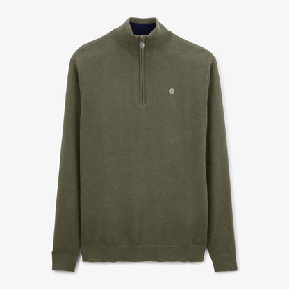 Pull avec col camionneur vert kaki homme serge blanco