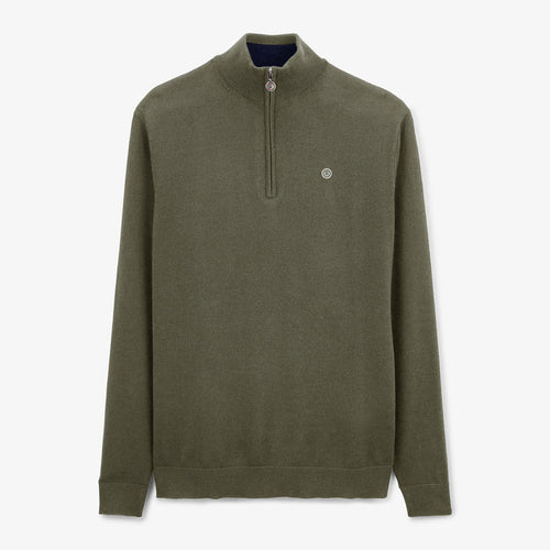 Pull avec col camionneur vert kaki homme serge blanco