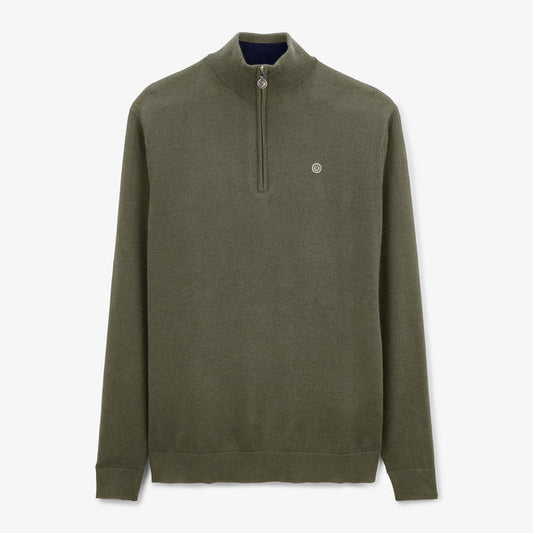 Pull avec col camionneur vert kaki homme serge blanco