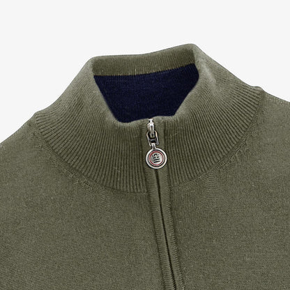 Pull avec col camionneur vert kaki homme serge blanco