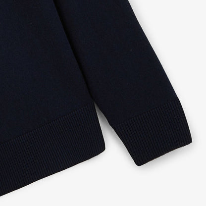 Pull avec col montant en coton et laine bleu dark navy Mica serge blanco