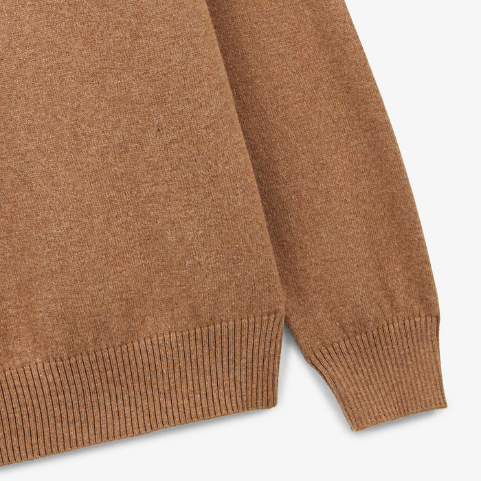 Pull avec col montant en coton et laine marron noisette Mica Homme SERGE BLANCO