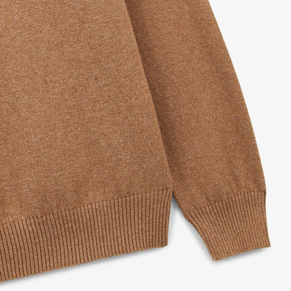 Pull avec col montant en coton et laine marron noisette Mica Homme SERGE BLANCO