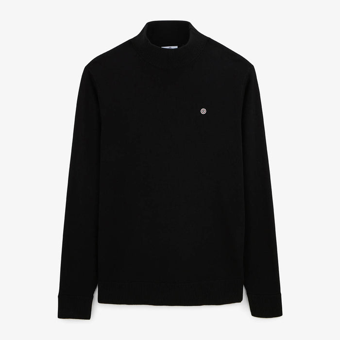 Pull avec col montant en coton et laine noir Mica serge blanco 1