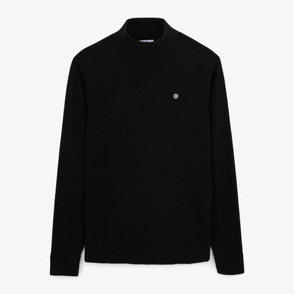 Pull avec col montant en coton et laine noir Mica serge blanco 1