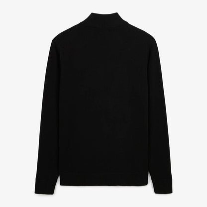 Pull avec col montant en coton et laine noir Mica serge blanco 2