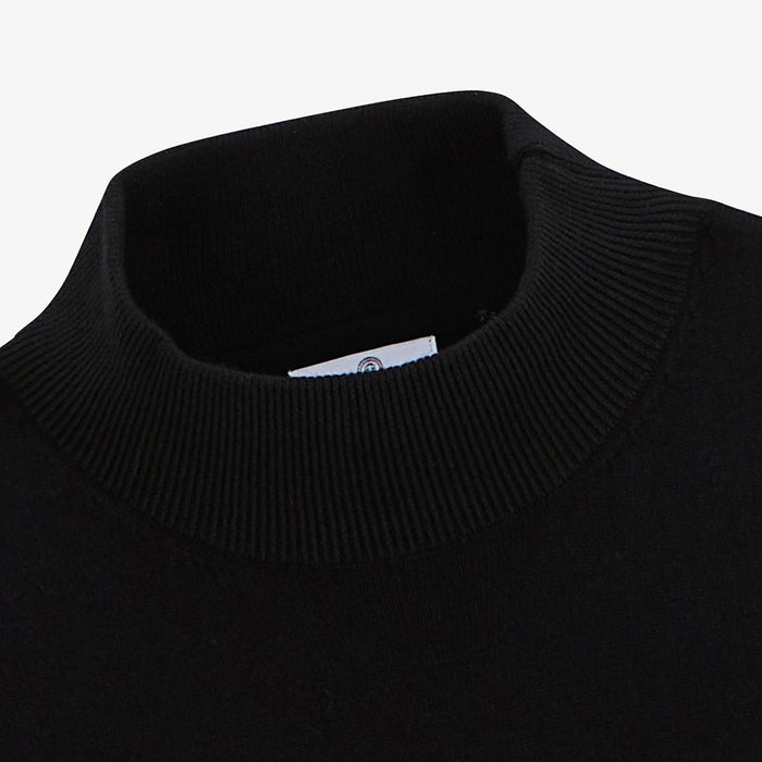 Pull avec col montant en coton et laine noir Mica serge blanco 3