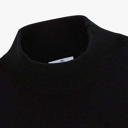 Pull avec col montant en coton et laine noir Mica serge blanco 3