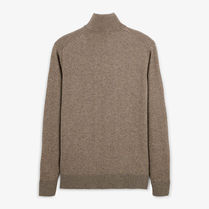 Pull avec col montant zippé marron shitake Malo