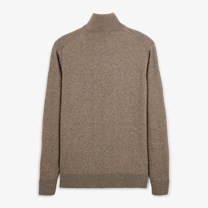 Pull avec col montant zippé marron shitake Malo