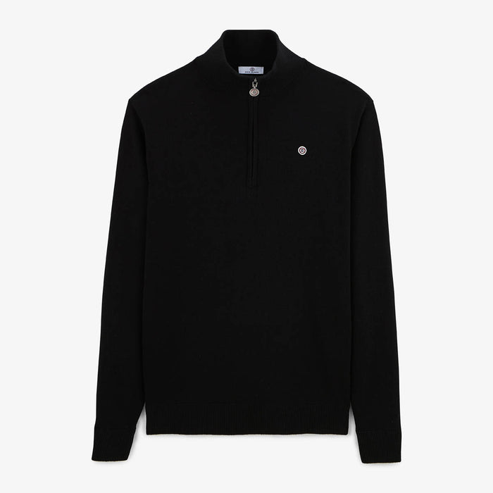 Pull avec col montant zippé noir Malo serge blanco