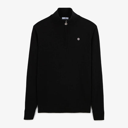 Pull avec col montant zippé noir Malo serge blanco
