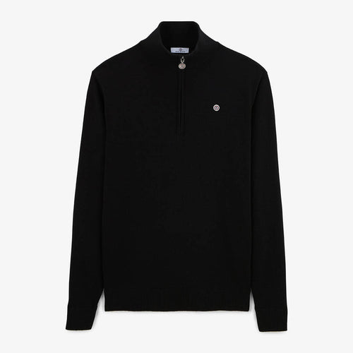 Pull avec col montant zippé noir Malo serge blanco