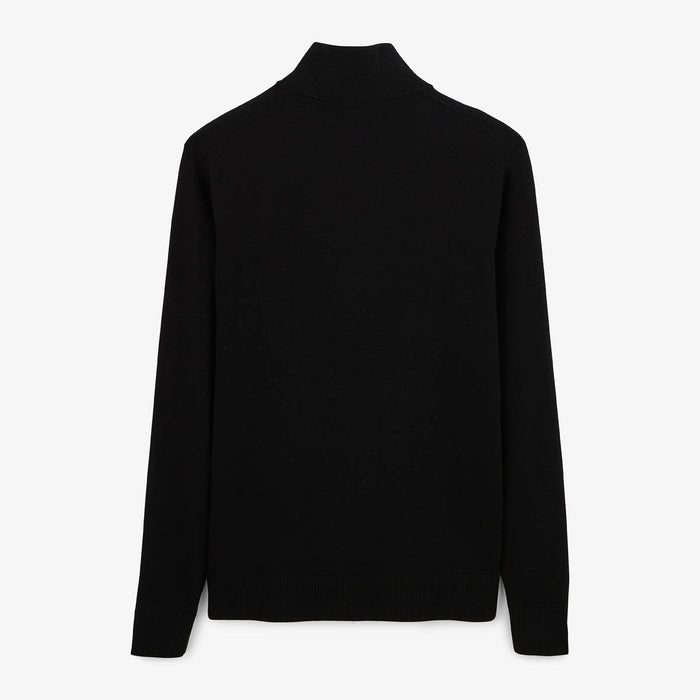 Pull avec col montant zippé noir Malo serge blanco 2