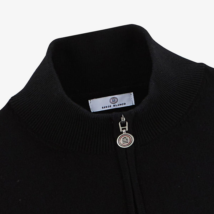 Pull avec col montant zippé noir Malo serge blanco 3