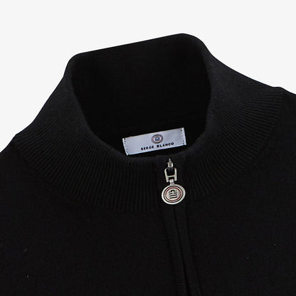 Pull avec col montant zippé noir Malo serge blanco 3