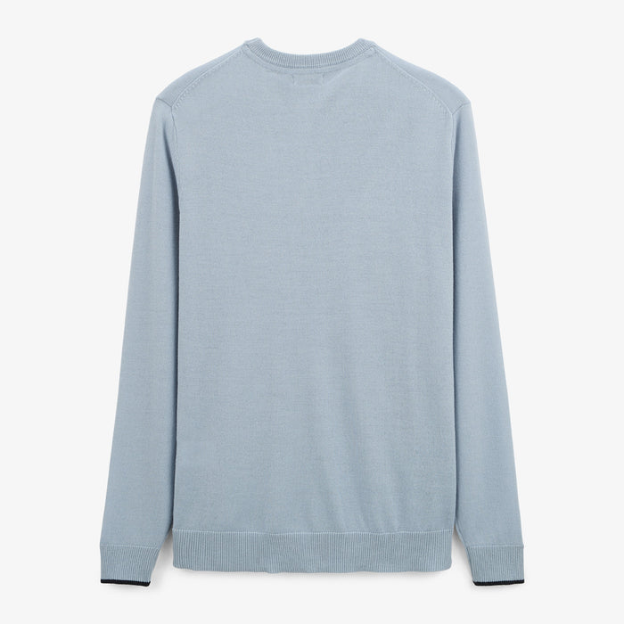 Pull avec col rond avec bande au poignet bleu glacier homme SERGE BLANCO