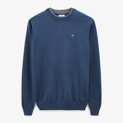 Pull Col Double Contrastant En Coton Et Laine Bleu Mathis Homme SERGE BLANCO