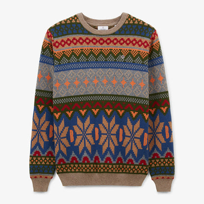 Pull col rond en coton et laine Jacquard à motifs Manel Homme SERGE BLANCO