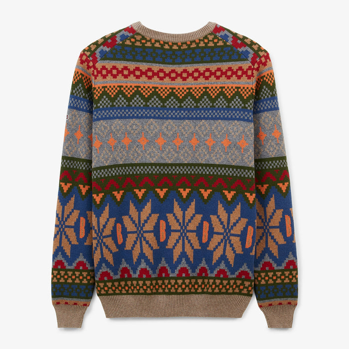 Pull col rond en coton et laine Jacquard à motifs Manel Homme SERGE BLANCO